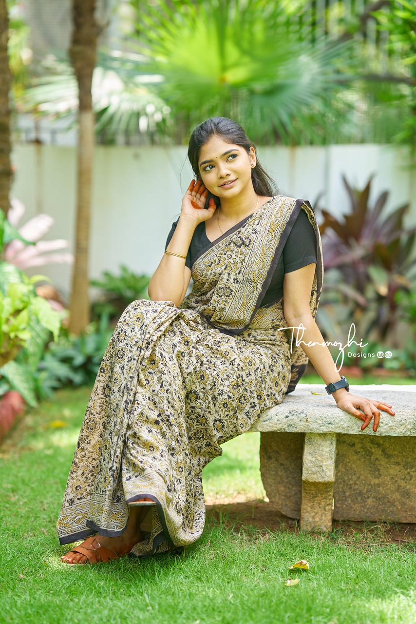 DF 160 Kalamkari Printed Soft Cotton Sarees Wholesale Price In Surat